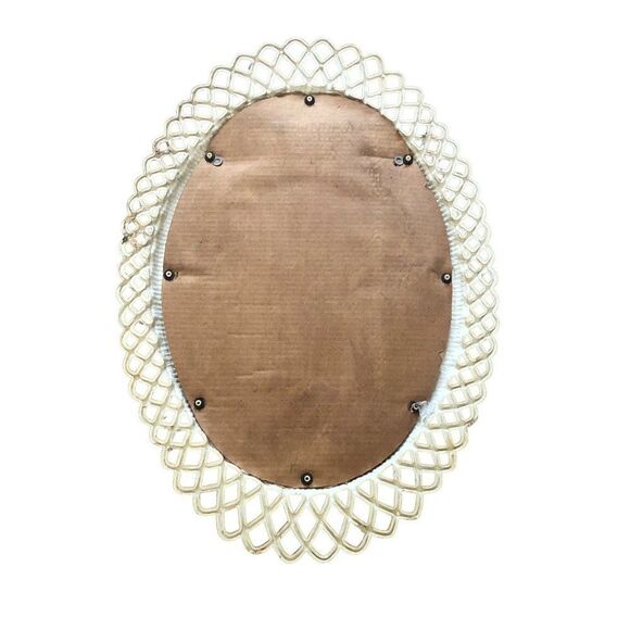 Vintage Wall Mirror Mid-Century Modern Oval Sunburst Frame - Picture 3 of 3